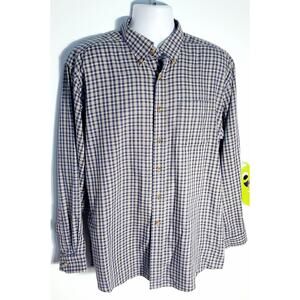 L.L. Bean Mens Blue Plaid Cotton Button Down Shirt Size XL Preppy Cabincore Dad